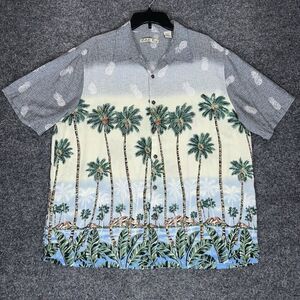 Batck Bay Hawaiian Shirt Mens XL Rayon Palm Trees Pineapple Short Sleeve‎ Adult